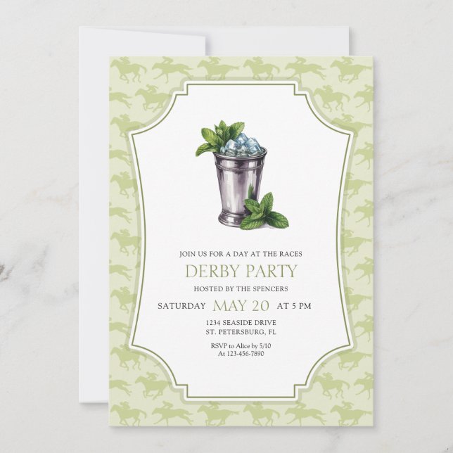 Invitación de Derby Party al Mint Julep (Anverso)