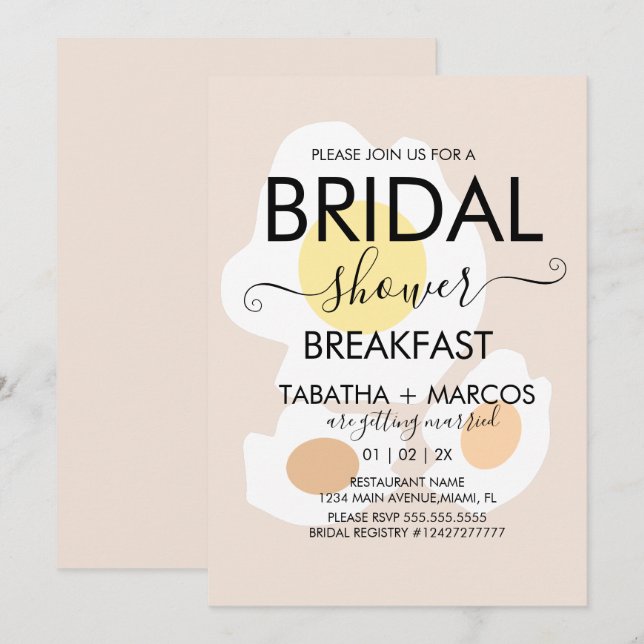Invitación de Desayuno Brunch de Huevos para Despe (Anverso / Reverso)