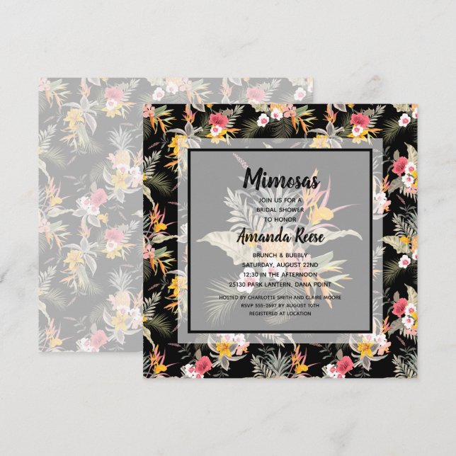Invitación de Desayuno con Mimosas y Bridal Shower (Anverso / Reverso)
