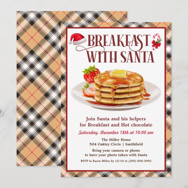 Invitación de desayuno con Santa (Anverso / Reverso)