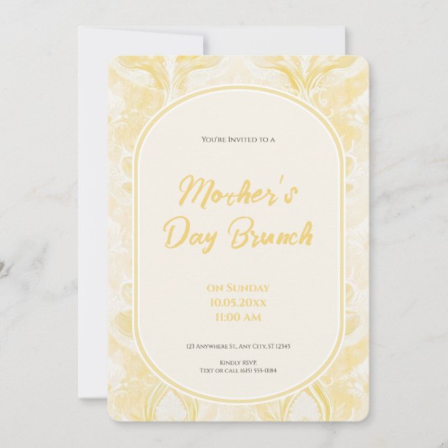 invitación de desayuno de día de las madres amaril (Anverso)