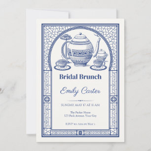 Invitación de desayuno de ducha de novia de tetera