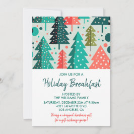 Invitación de Desayuno de Navidad Bosque Nevado