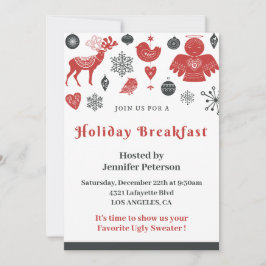 Invitación de desayuno de Navidad con patrón escan