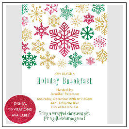 Invitación de desayuno de Navidad copos de nieve c