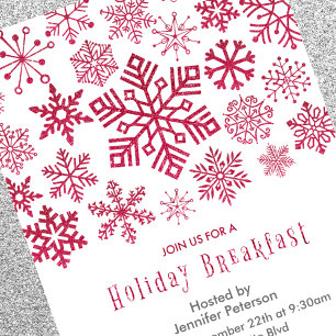 Invitación de desayuno de Navidad Copos de nieve R