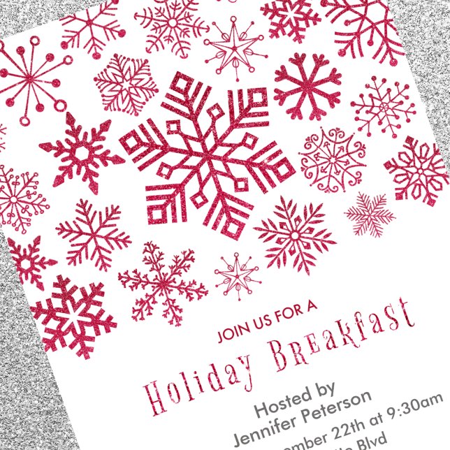 Invitación de desayuno de Navidad Copos de nieve R (Subido por el creador)
