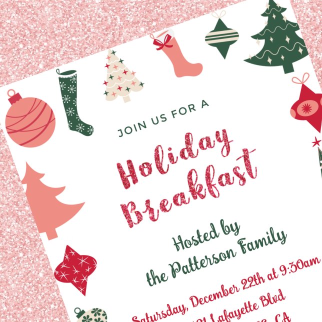 Invitación de Desayuno de Navidad Patrón de Navida (Subido por el creador)