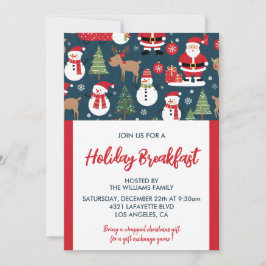 Invitación de desayuno de Navidad Santa muñeco de 