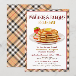 Invitación de desayuno de panqueques y pijamas