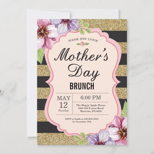 Invitación de desayuno del Día de la Madre con acu (Anverso)