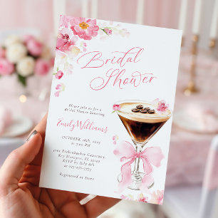 Invitación de Desayuno Nupcial con Lazo Rosa Café