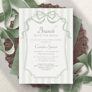 Invitación de Desayuno Nupcial con Lazo Verde Salv