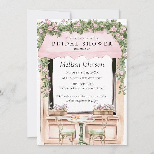 Invitación de Desayuno Nupcial en Café Parisino (Anverso)