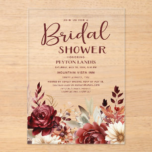 Invitación de Desayuno Nupcial Floral Crema Borgoñ