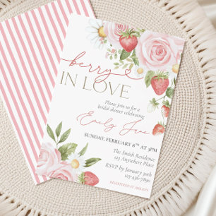 Invitación de Desayuno Nupcial Floral de Fresa, Ba