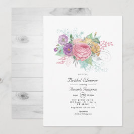 Invitación de Desayuno Nupcial Floral Rústica de P