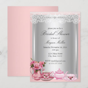 Invitación de Desayuno Nupcial Pretty Pink High Te