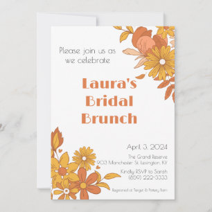 Invitación de desayuno nupcial retro boho rosa y n