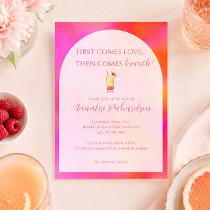 Invitación de desayuno nupcial rosa y anaranjada c