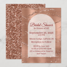 Invitación de Desayuno Nupcial Tarjeta Rosa Dorada