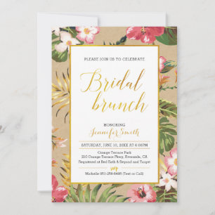 Invitación de desayuno nupcial Tropical Kraft
