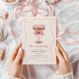 Invitación de desayuno rosa y brindis para despedi