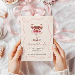 Invitación de desayuno rosa y brindis para despedi
