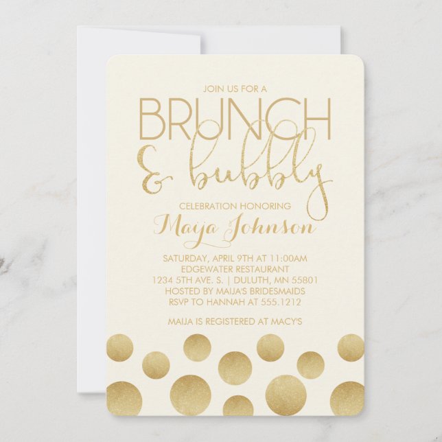 Invitación de Desayuno y Burbujas para Despedida d (Anverso)