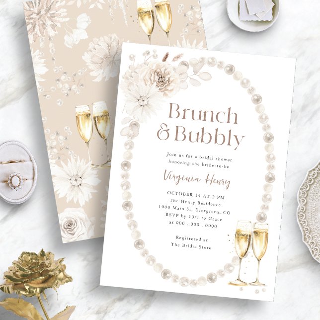Invitación de Desayuno y Burbujas para Despedida d (Brunch and Bubbly Bridal Shower Invitation
)