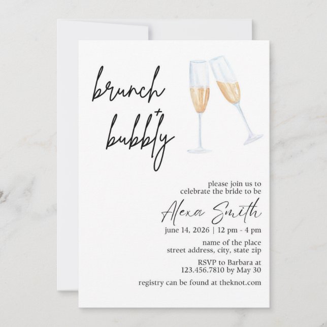 Invitación de Desayuno y Burbujas para Despedida d (Anverso)