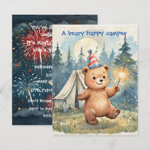 Invitación de descarga digital Beary Happy Camper