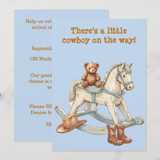 Invitación de descarga digital de pequeño vaquero  (Anverso / Reverso)