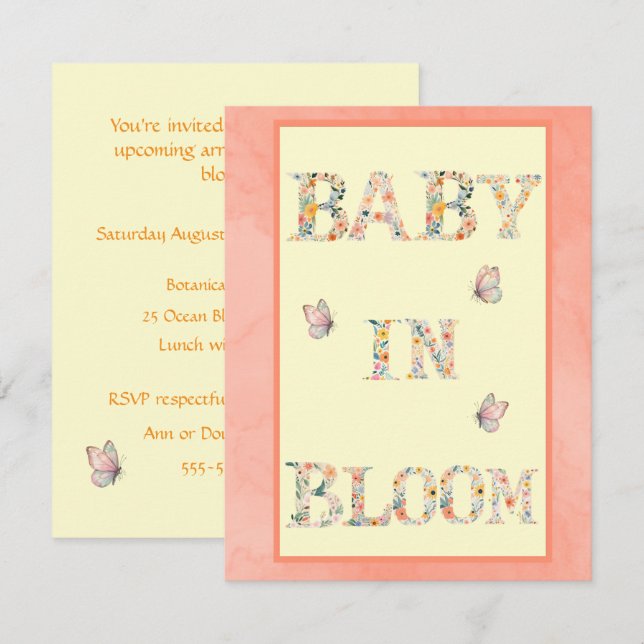 Invitación de descarga digital para Baby in Bloom  (Anverso / Reverso)