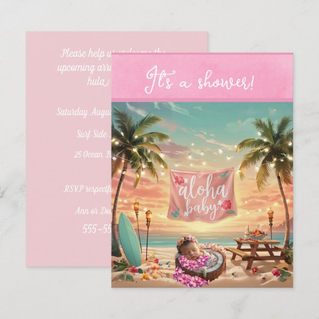 Invitación de descarga digital para baby shower de (Anverso / Reverso)