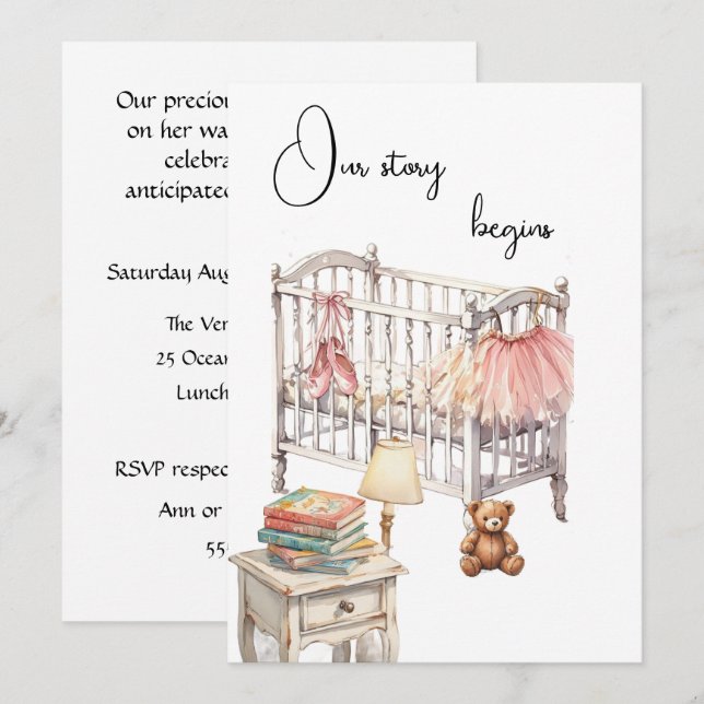 Invitación de descarga digital para baby shower de (Anverso / Reverso)