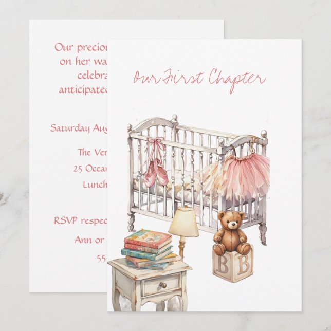 Invitación de descarga digital para baby shower de (Anverso / Reverso)