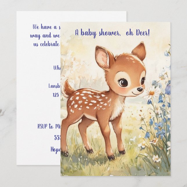 Invitación de descarga digital para baby shower Oh (Anverso / Reverso)