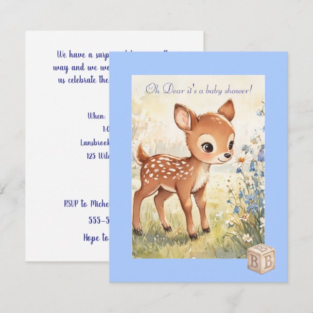 Invitación de descarga digital para baby shower Oh (Anverso / Reverso)