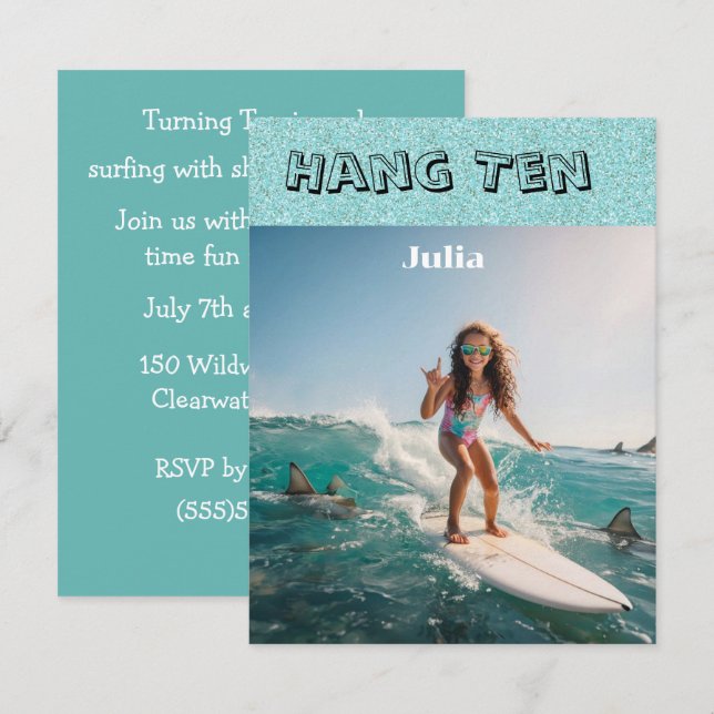 Invitación de descarga digital para fiesta de tibu (Anverso / Reverso)