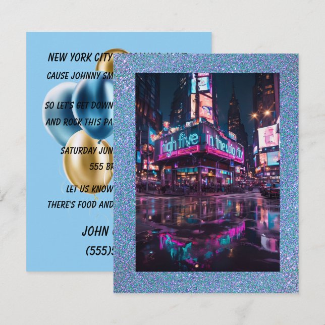 Invitación de descarga digital para fiesta en la c (Anverso / Reverso)