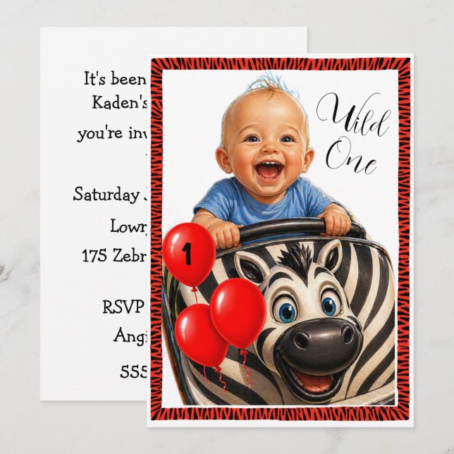 Invitación de descarga digital Wild One Party (Anverso / Reverso)