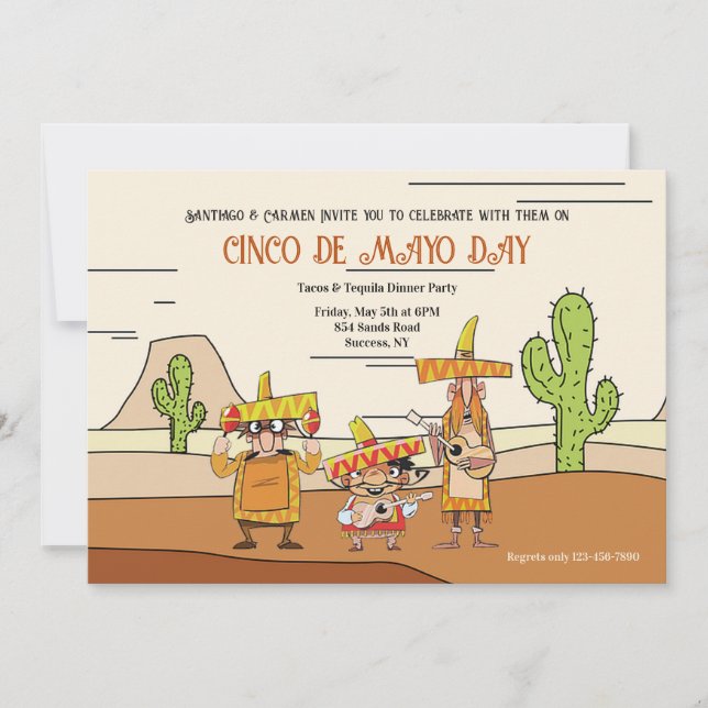 Invitación de Desert Cactus Cinco De Mayo (Anverso)