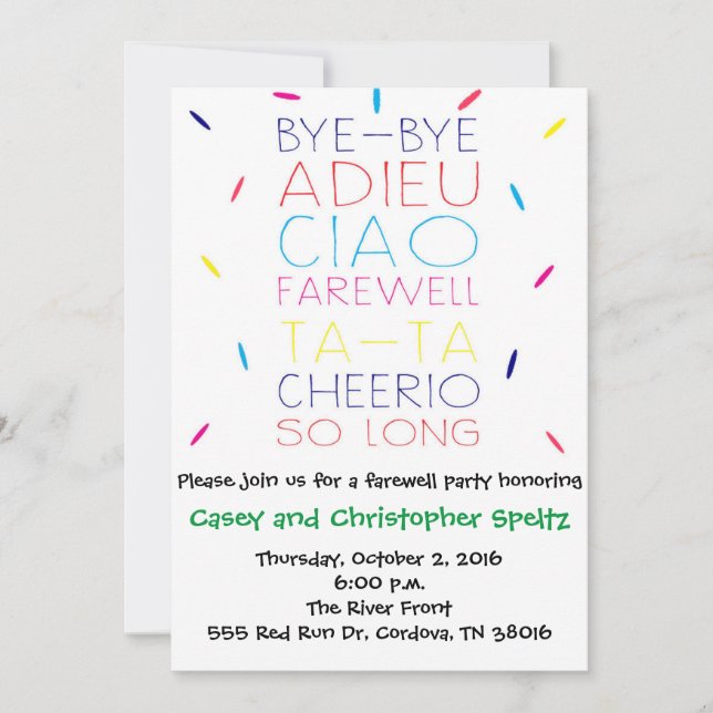 Invitación de despedida (Anverso)