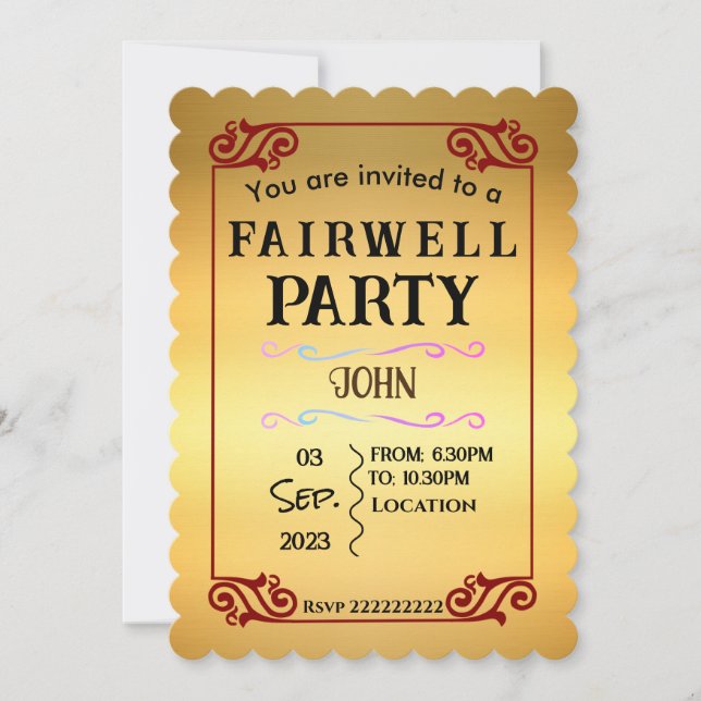 Invitación de despedida (Anverso)