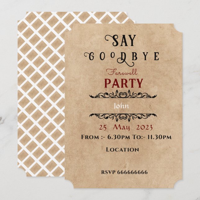 Invitación de despedida (Anverso / Reverso)