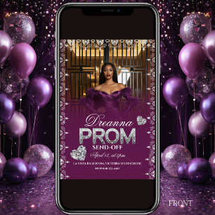 Invitación de despedida de gala elegante púrpura d
