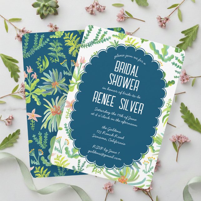 Invitación de DESPEDIDA DE SOLTERA acuarela Jardín (Jungle Garden Watercolor Hand-painted Custom BRIDAL SHOWER Invitation
)