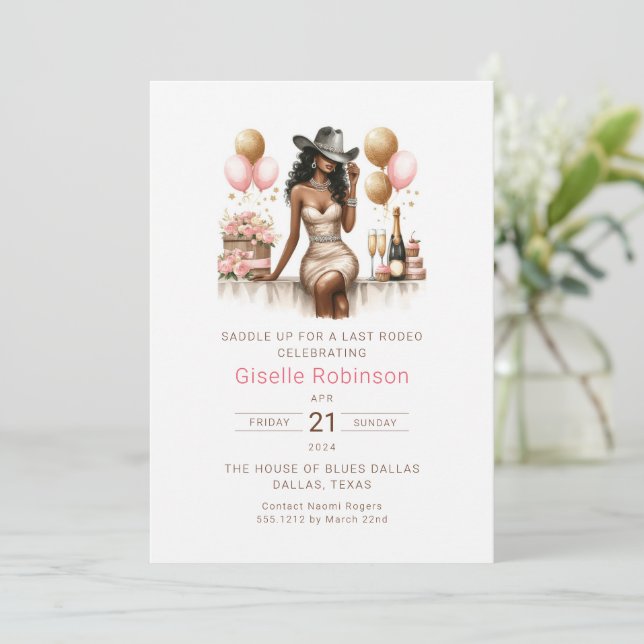 Invitación de Despedida de Soltera al Estilo Weste (Anverso de pie)