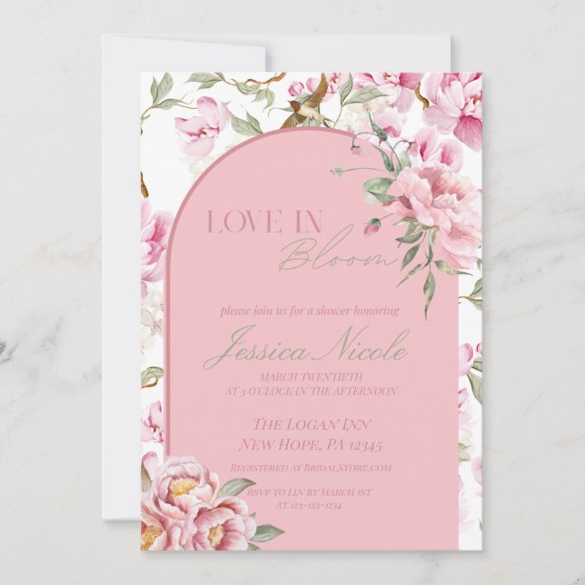 Invitación de Despedida de Soltera Amor en Flor (Anverso)